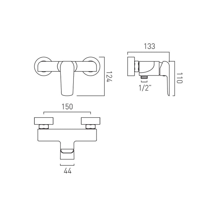 Vado Vala Exposed Manual Shower Valve - Chrome