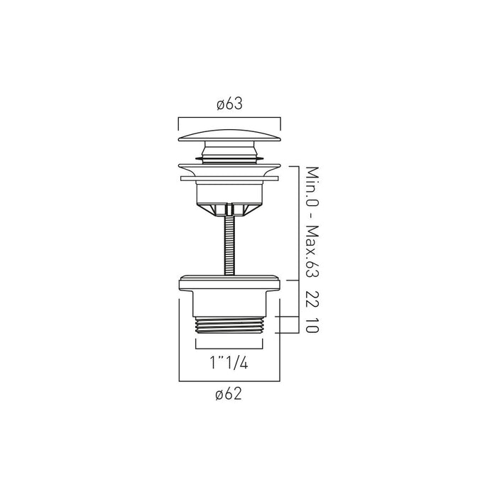 Vado Push Basin Waste - Chrome