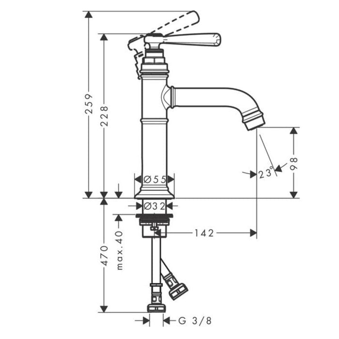 Axor Montreux Basin Mixer Tap with Waste Brushed Gold