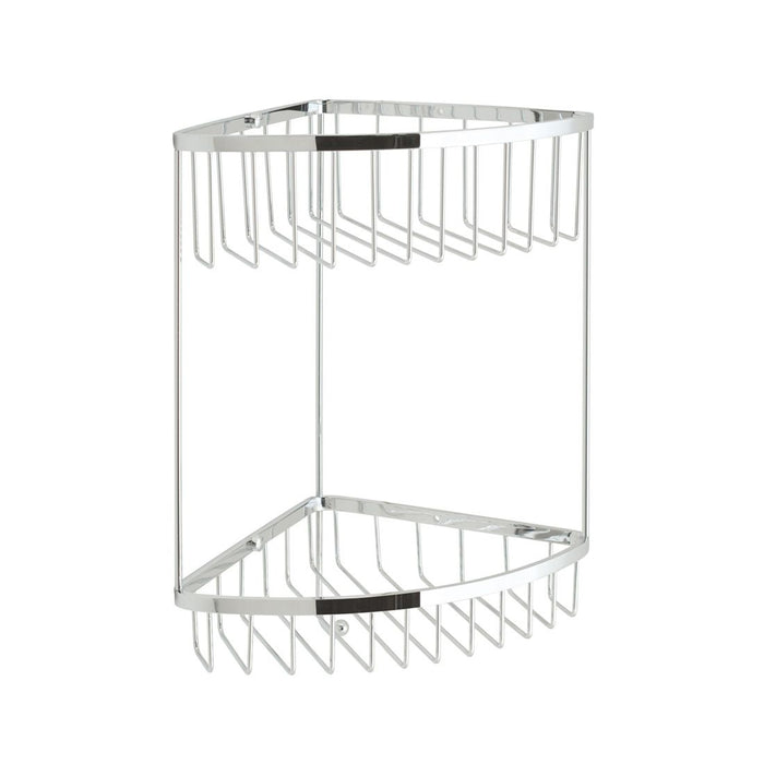 Vado Large Double Triangular Corner Basket With Hook - Chrome