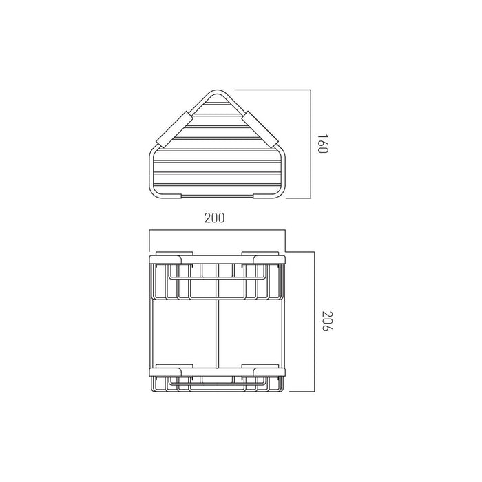 Vado Large Double Triangular Corner Basket - Chrome