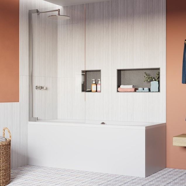 Crosswater Asura Hinged Bath Screen - 8mm Glass - 900mm Wide