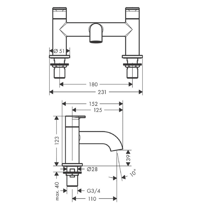 Hansgrohe Vernis Blend Deck Mounted Bath Filler Tap
