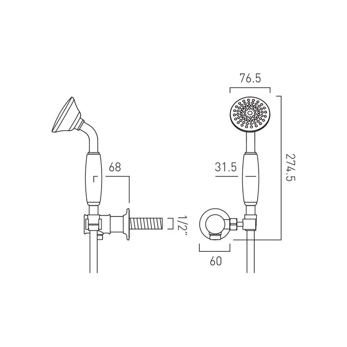 Vado Axbridge Single Function Mini Shower Kit With Outlet And Bracket