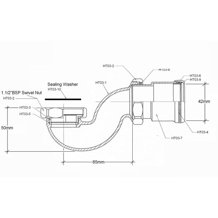 BC Designs Exposed Low Bath Trap with Adapter And Pipe