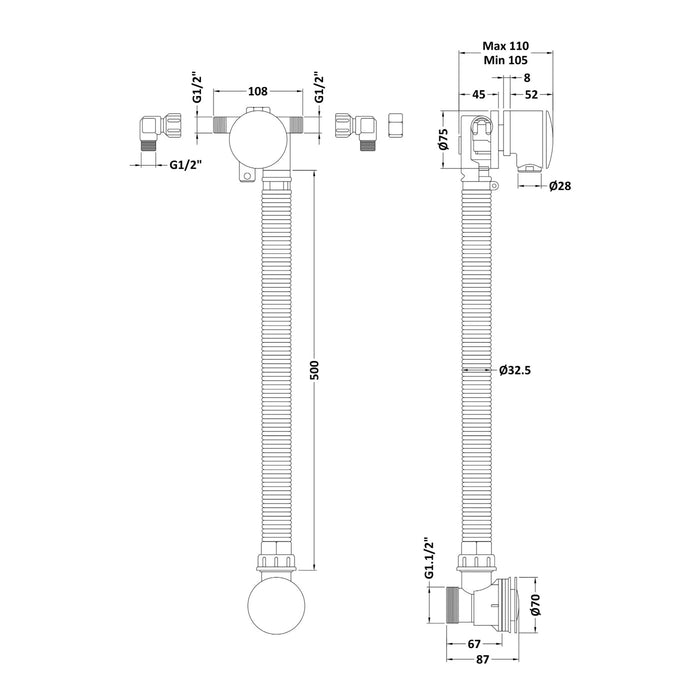 BC Designs Extended Bath Filler - Overflow Bath Fillers