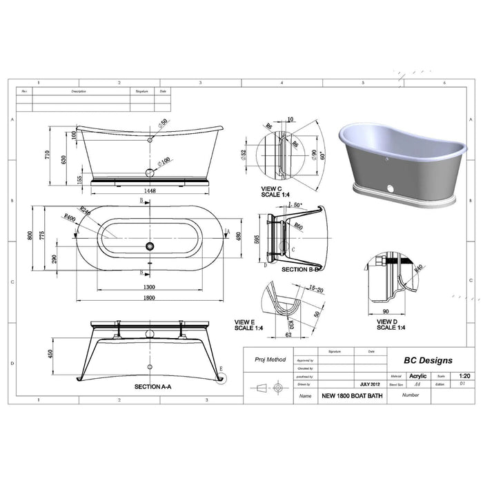 Bc Designs Freestanding Double Ended Boat Bath
