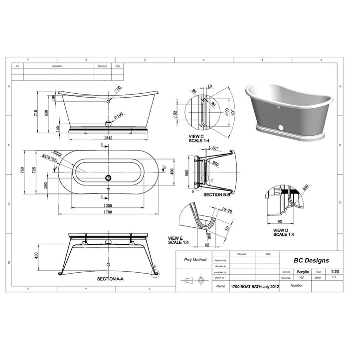 Bc Designs Freestanding Double Ended Boat Bath