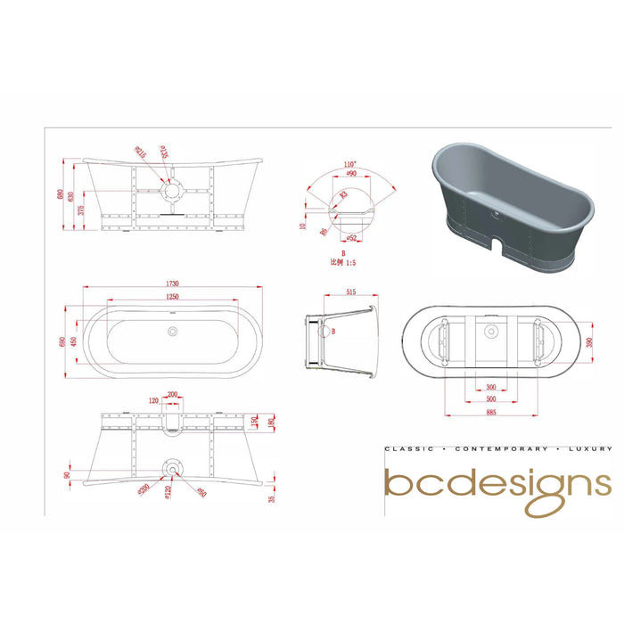 Bc Designs Industrial Freestanding Double Ended Boat Bath