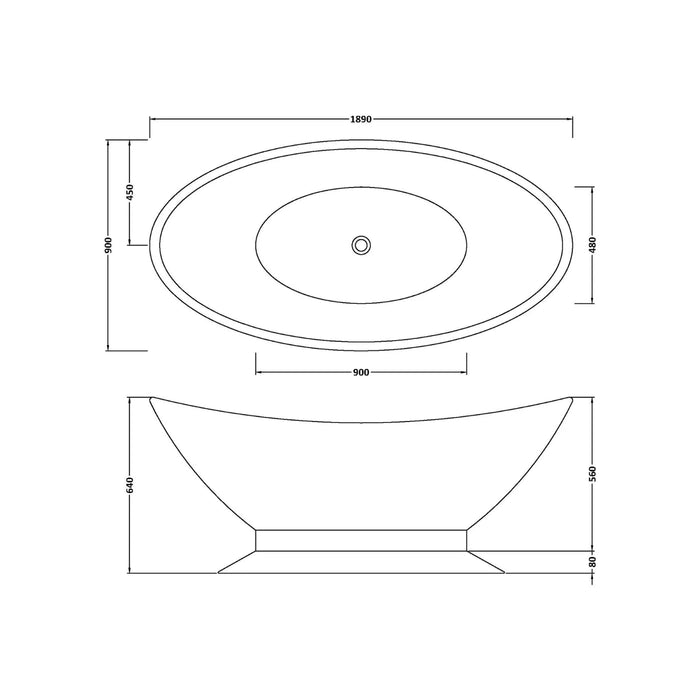 Bc Designs Kurv Freestanding Double Ended Bath - 1890mm x