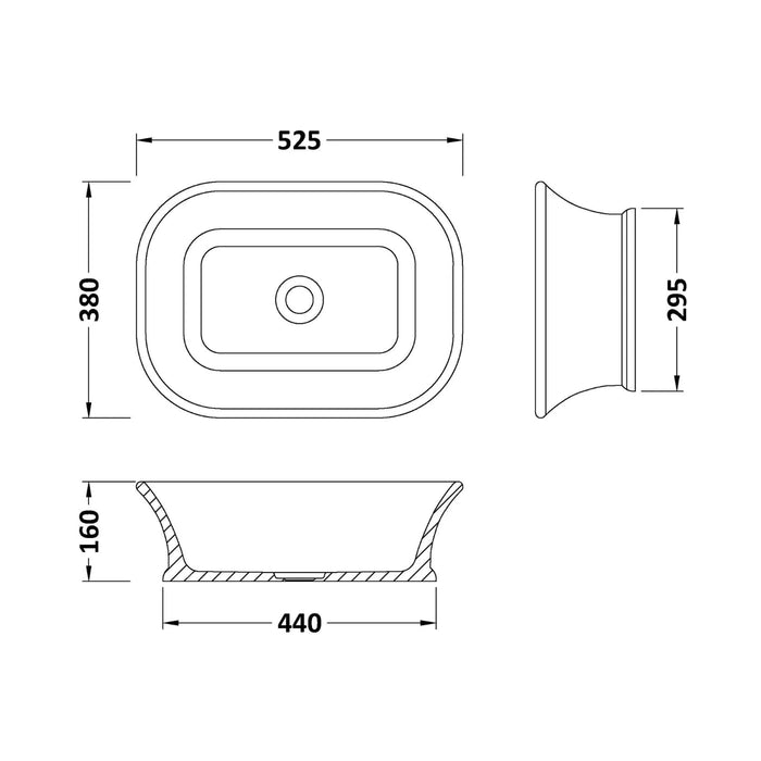 BC Designs Magnus 380mm Sit-On Countertop Basin - Polished