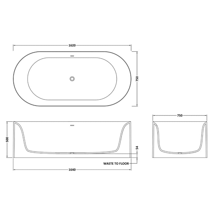 BC Designs Portman Freestanding Double Ended Bath - 1640mm