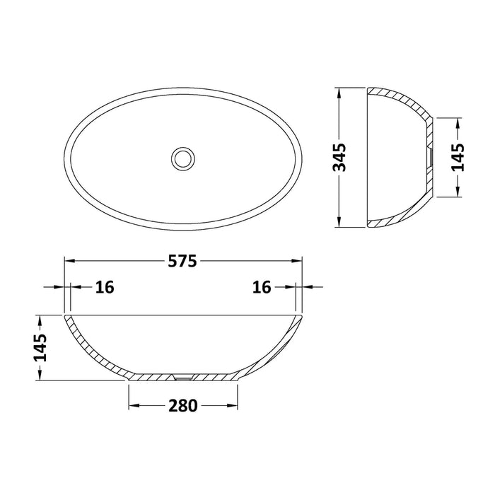 BC Designs Tasse 345mm Sit-On Countertop Basin - Polished