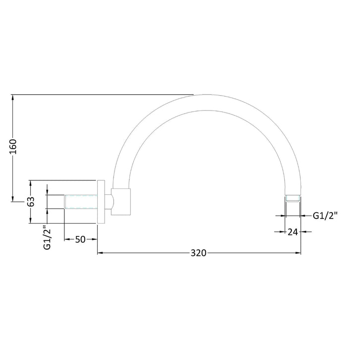 BC Designs Victrion Arch Wall Mounted Shower Arm - Shower