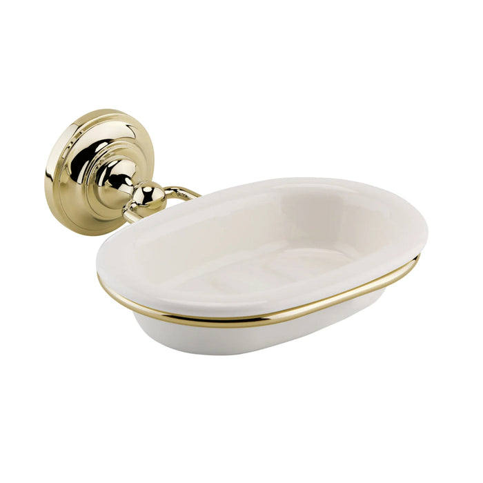 BC Designs Victrion Ceramic Soap Dish Holder - Brushed Gold