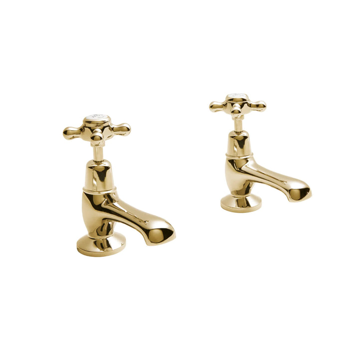 BC Designs Victrion Crosshead Basin Pillar Taps Pair - Gold