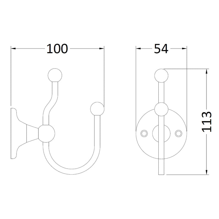 BC Designs Victrion Double Robe Hook - Robe Hooks
