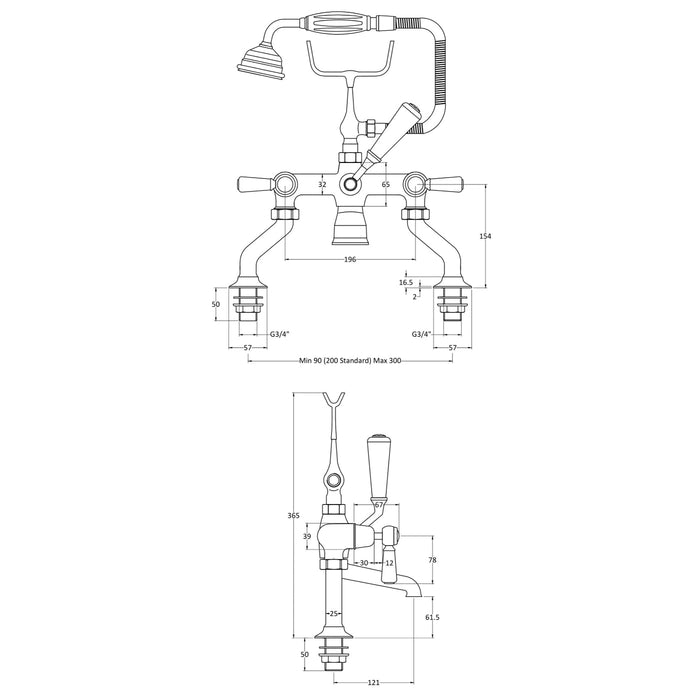 BC Designs Victrion Lever Deck Mounted Bath Shower Mixer