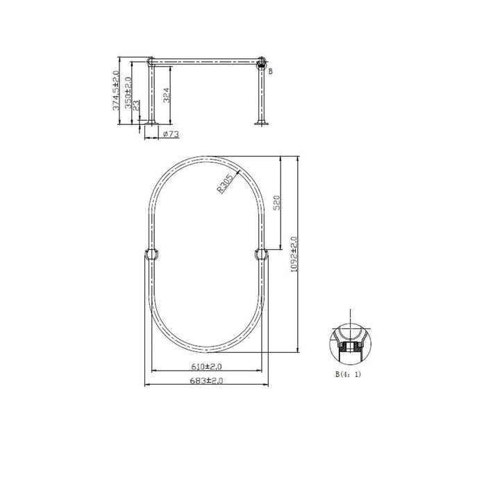 BC Designs Victrion Oval Shower Ring - Chrome - Shower