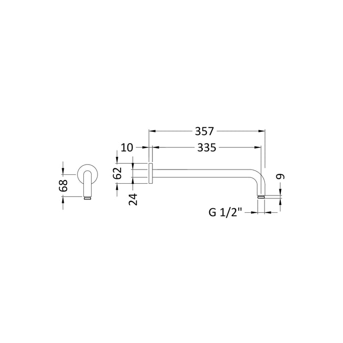 BC Designs Victrion Straight Wall Mounted Shower Arm