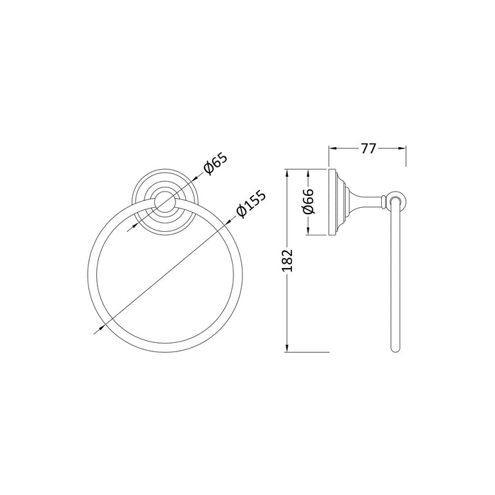 BC Designs Victrion Towel Ring - Brushed Nickel - Towel