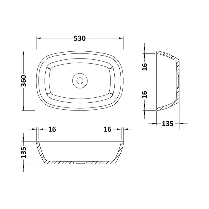 BC Designs Vive 360mm Sit-On Countertop Basin - Polished
