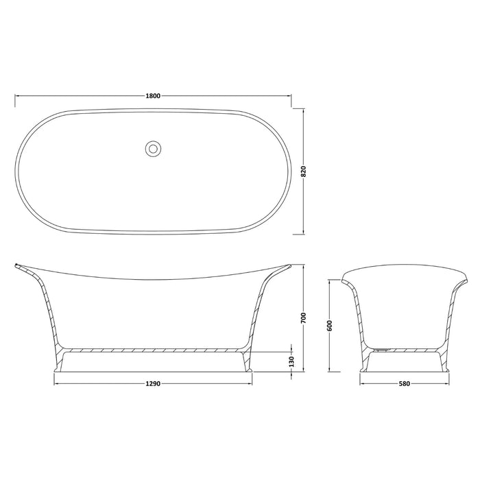 BC Designs Wivenhoe Freestanding Double Ended Bath - 1800mm