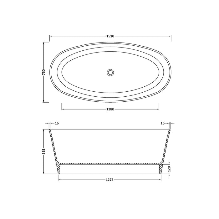 BC Designs Sorpressa 1510mm Stone Freestanding Bath
