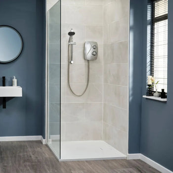 Triton Novel SR Thermostatic Power Shower in Satin with Chrome Rail Kit