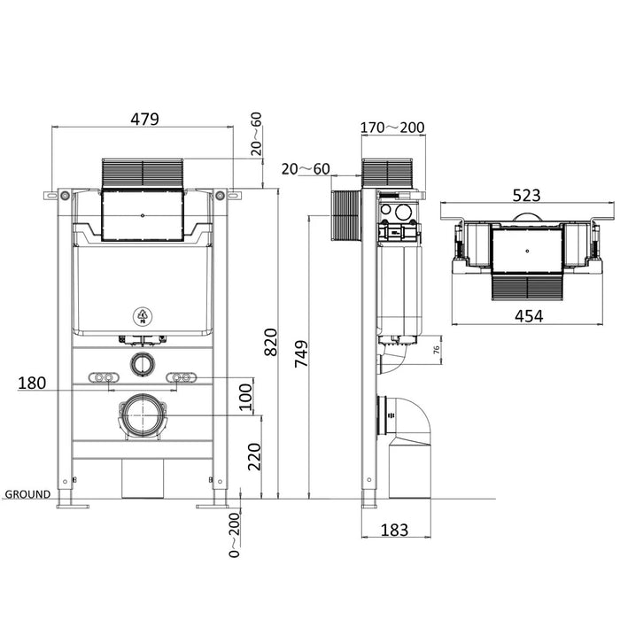 Crosswater Belgravia 820mm Concealed Cistern Toilet Frame Set 1
