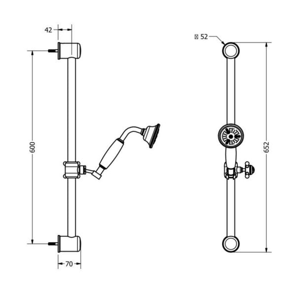 Crosswater Belgravia 600mm Slide Rail Handset & Hose