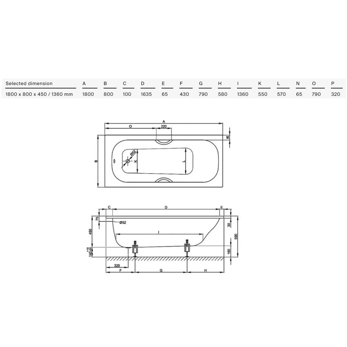 Bette Classic Single Ended Super Steel Bath