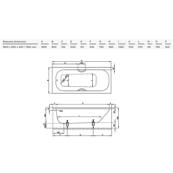 Bette Classic Single Ended Super Steel Bath - Single Ended