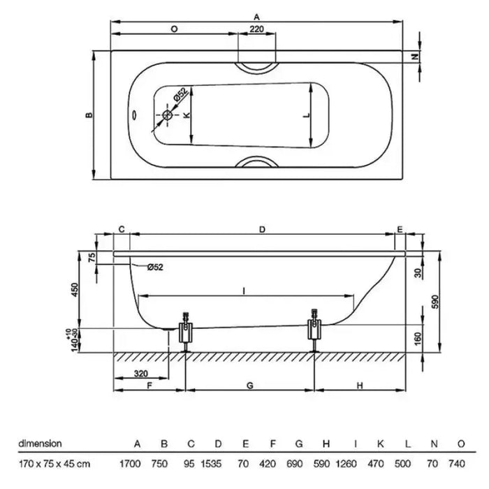 Bette Classic Single Ended Super Steel Bath - 1800 × 800mm -