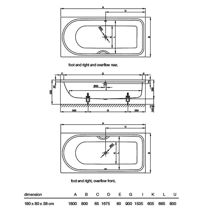 Bette Form Single Ended Super Steel Bath - Baths