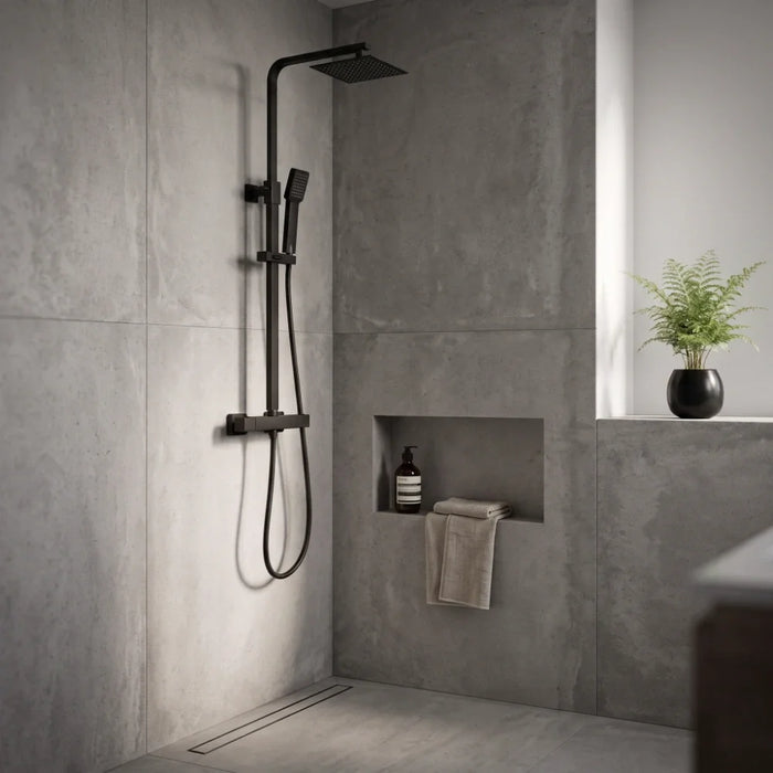 Scudo Elliot Square Thermostatic Rigid Riser Mixer Shower inc. Easy Fix Kit