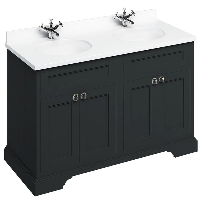 Burlington 1300mm 4 Door Floorstanding Vanity Unit with Worktop and Double Basin