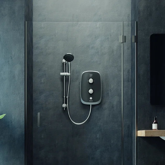 Aqualisa eVOLVE Electric Shower with Satin Silver Riser Kit