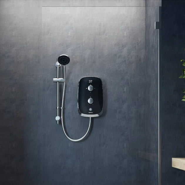 Aqualisa eVOLVE Electric Shower with Satin Silver Riser Kit