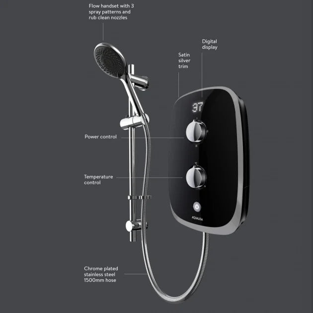 Aqualisa eVOLVE Electric Shower with Satin Silver Riser Kit