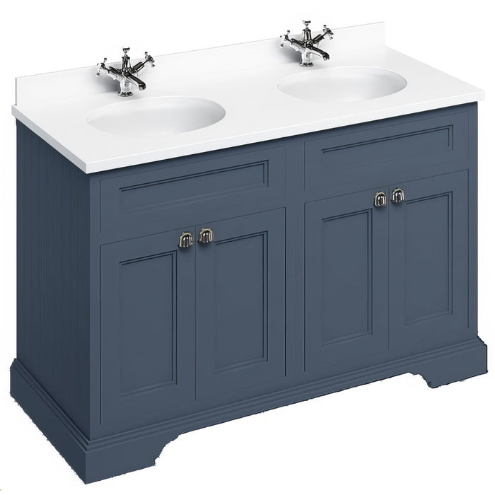 Burlington 1300mm 4 Door Floorstanding Vanity Unit with Worktop and Double Basin