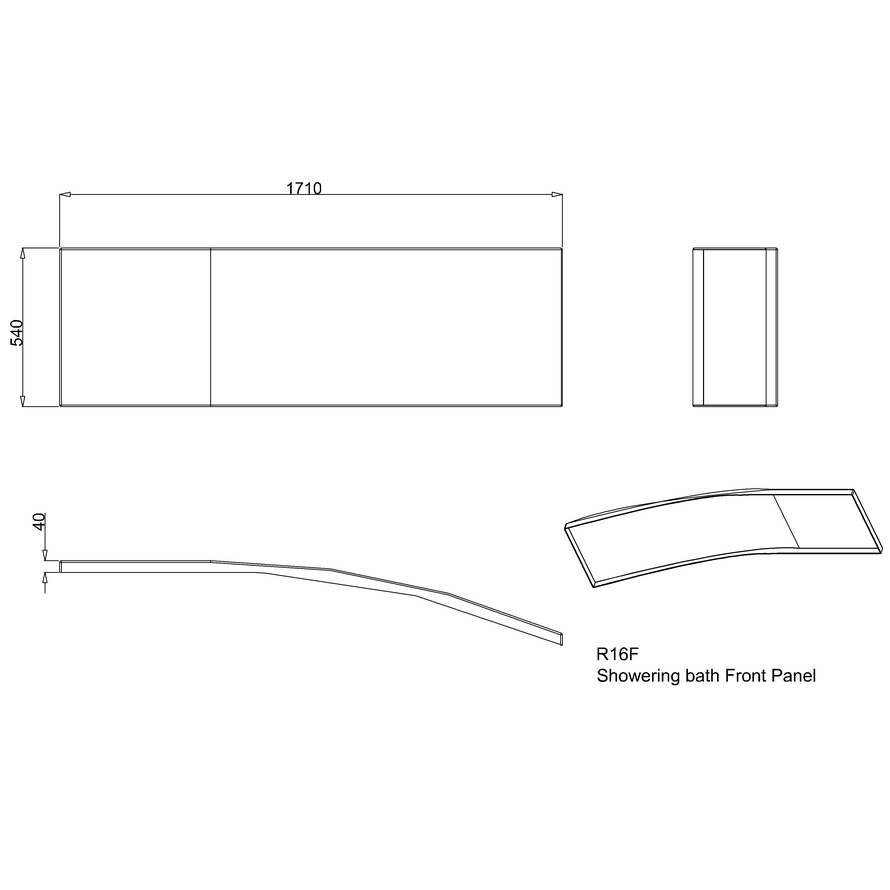 Britton - 1710mm EcoCurve Bath Front Panel - White