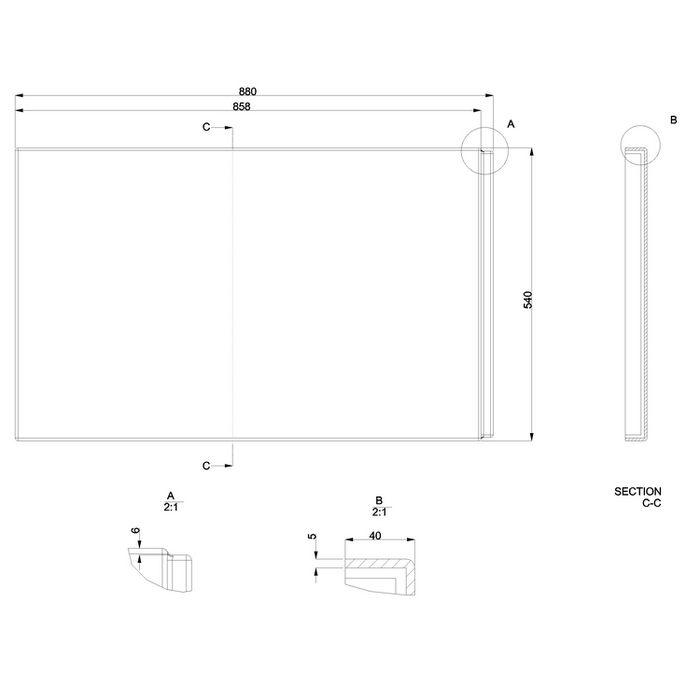 Britton 900mm Bath End panel - White - Bath Panels