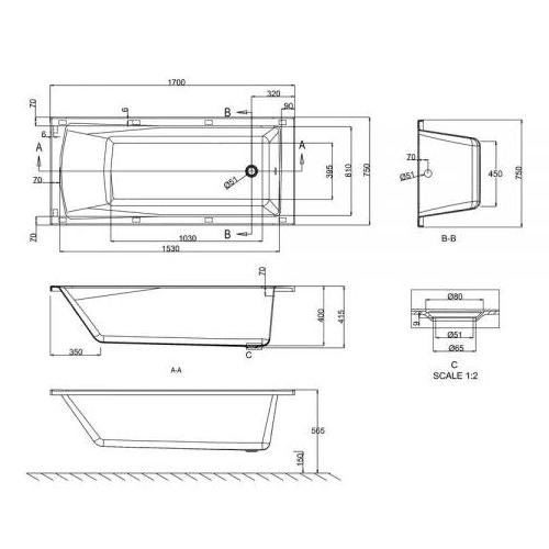 Britton Cleargreen Sustain Single Ended Bath - White Baths