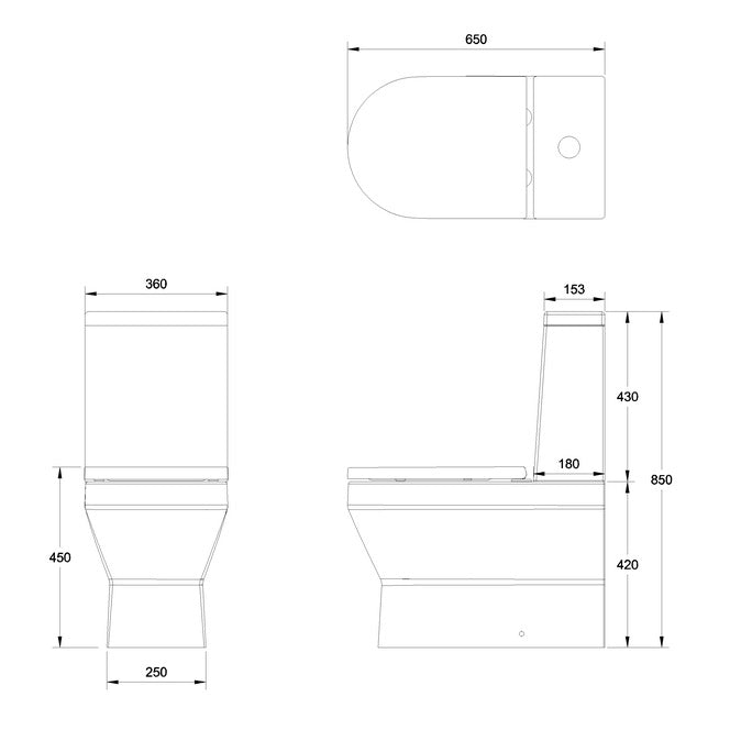 Britton Curve2 Rimless Back To Wall Close Coupled Toilet
