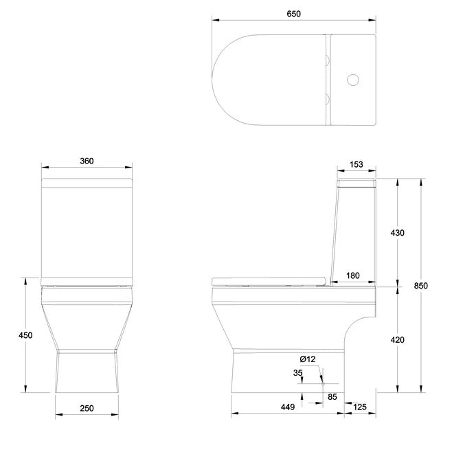 Britton Curve2 Rimless Open Back Close Coupled Toilet