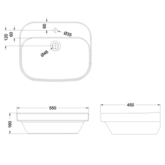 Britton Curve2 Wall Hung Basin - 1TH - White