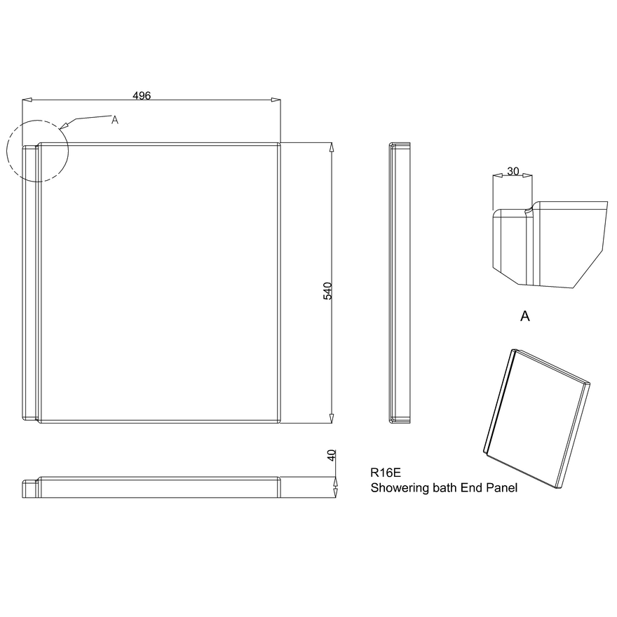 Britton EcoCurve Bath End Panel - White