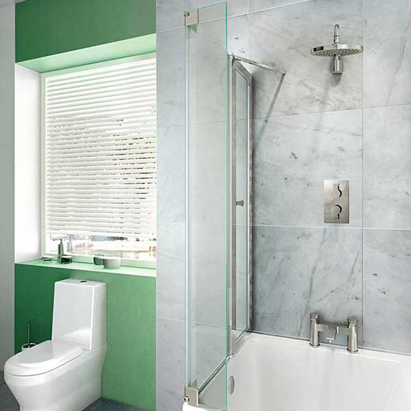 Britton Ecosquare Hinged Bath Screen - 1450mm x 820mm Left