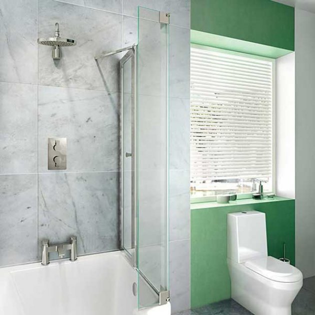 Britton Ecosquare Hinged Bath Screen - 1450mm x 820mm Right